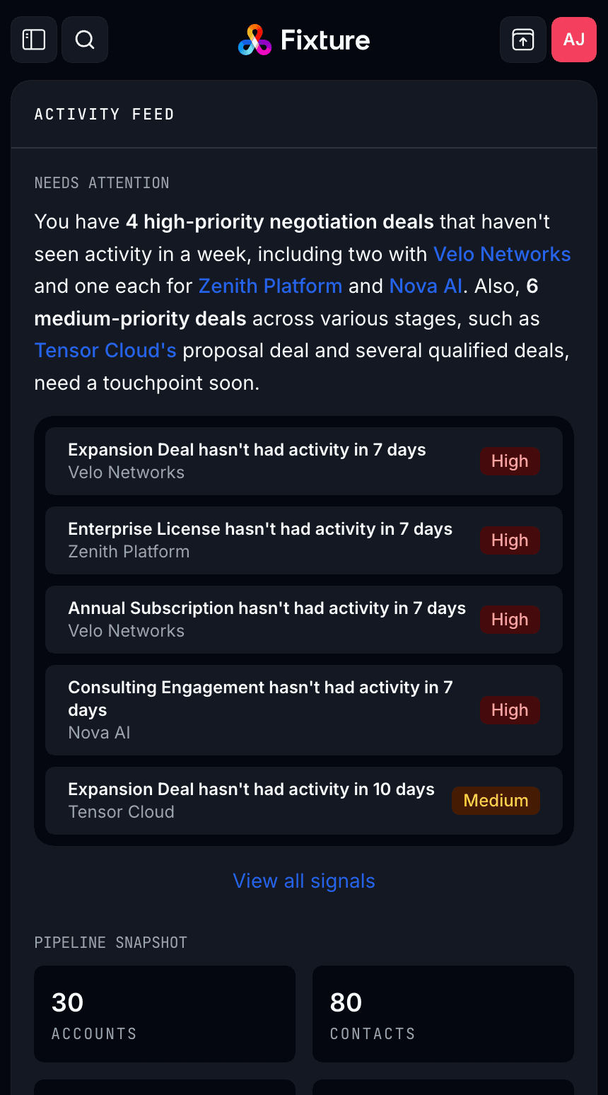 Fixture product screenshot